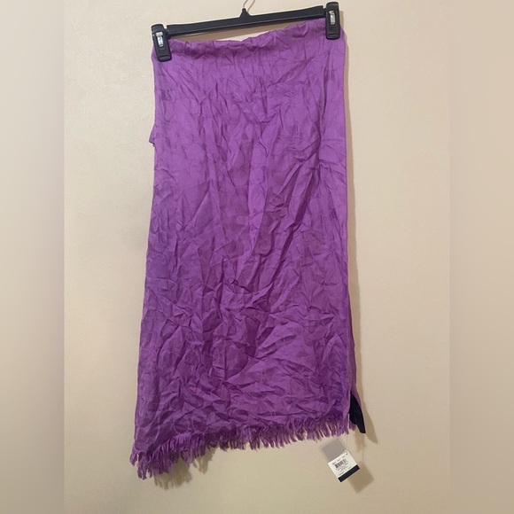 COACH Signature C Logo Rectangle Large Scarf Wrap Wool/Silk Purple New - Picture 1 of 9